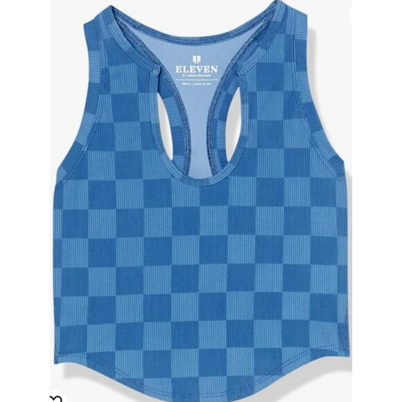Women's Eleven by Venus Williams Ace Tank Ocean Checkered Print Active Top XS - Picture 1 of 7